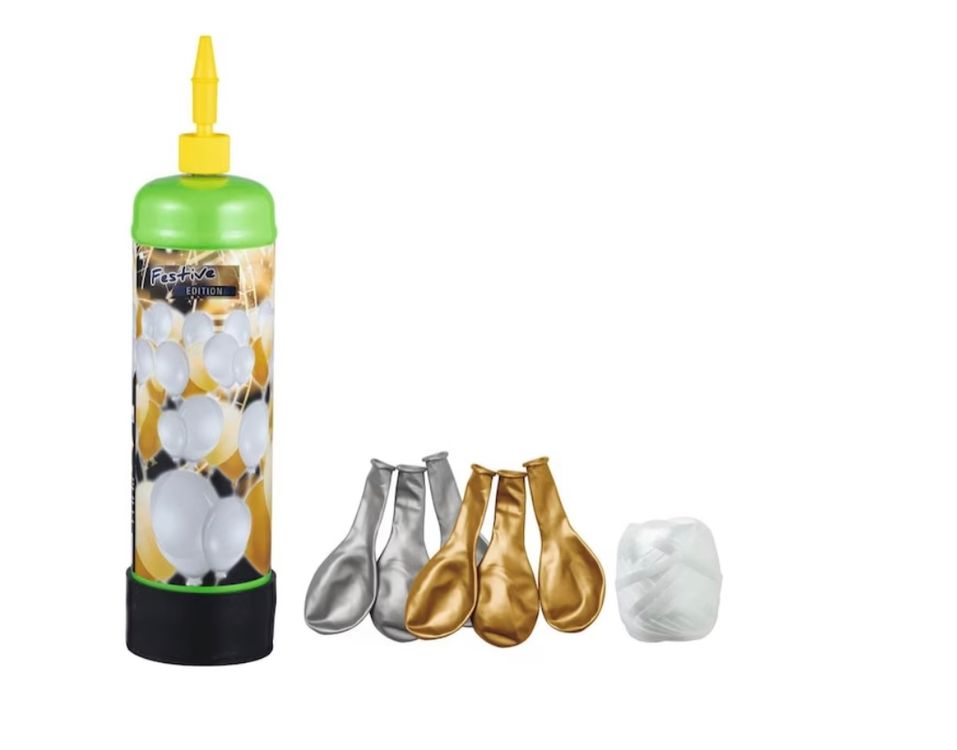 Set di elio 30 palloncini, edizione festiva argento/oro