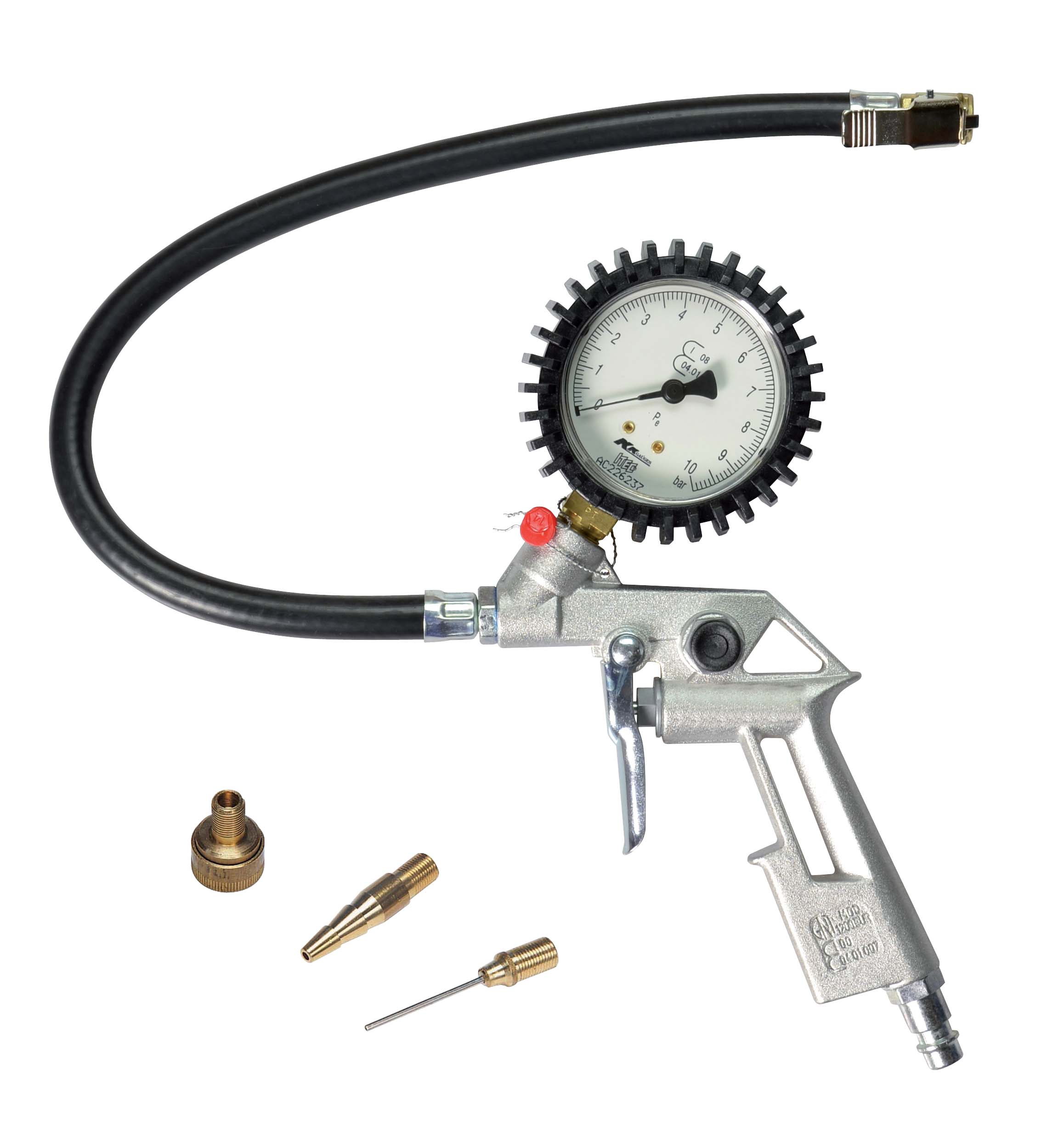 Tire inflation gauge Professional with 3 attachments